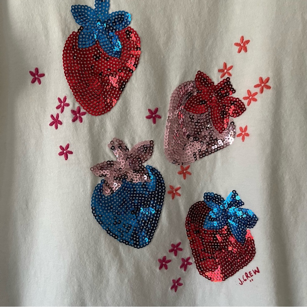 Kids Crewcuts Strawberry Sequin T-Shirt L - Picture 2 of 6